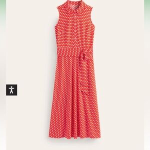 Boden Laura Sleeveless Shirt Dress, Mandarin, Crescent Stamp 8 Petite